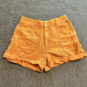 Joie Linen Blend Shorts Women's Size 4 Orange Casual Relaxed Fit Summer Pocket